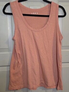 LOFT - Coral Peach Scoop Neck Tank Top